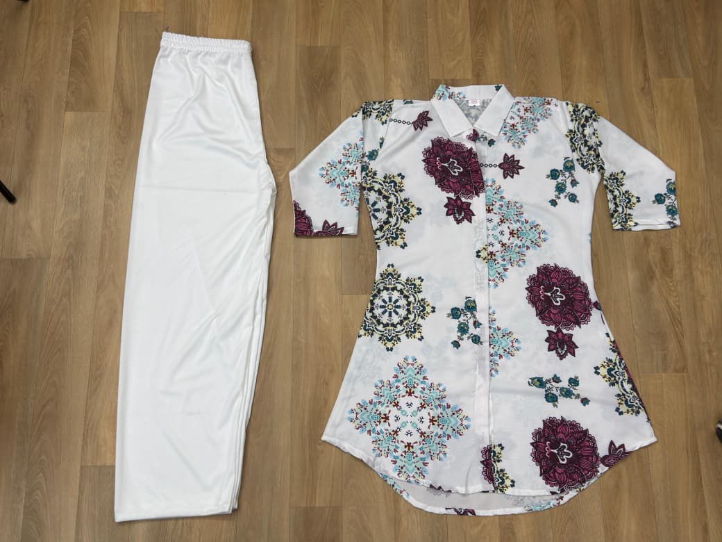 Premium Reyon Printed Long Kurti With Matching Palazzo