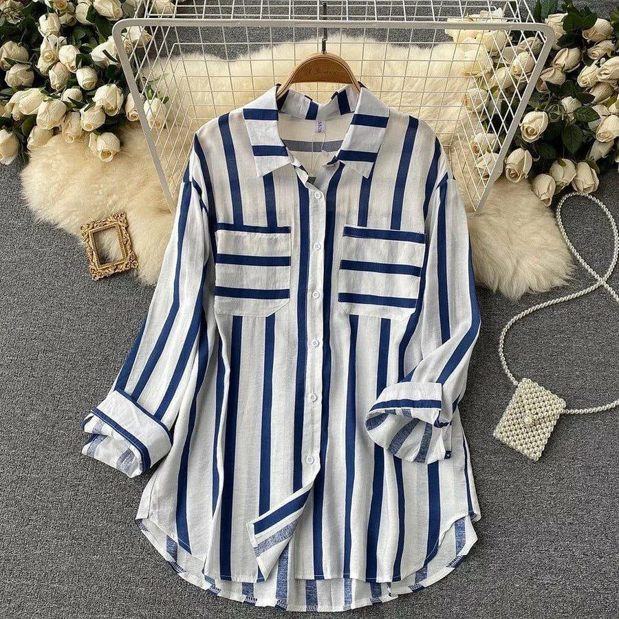 Premium Blue Striped Casual Shirt for Women
