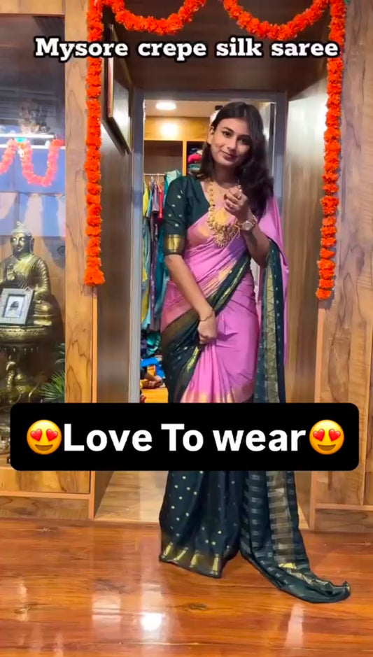 READY-TO-WEAR MYSORE SILK SAREE GOWN-EFFORTLESS PARTY WEAR FOR WOMEN