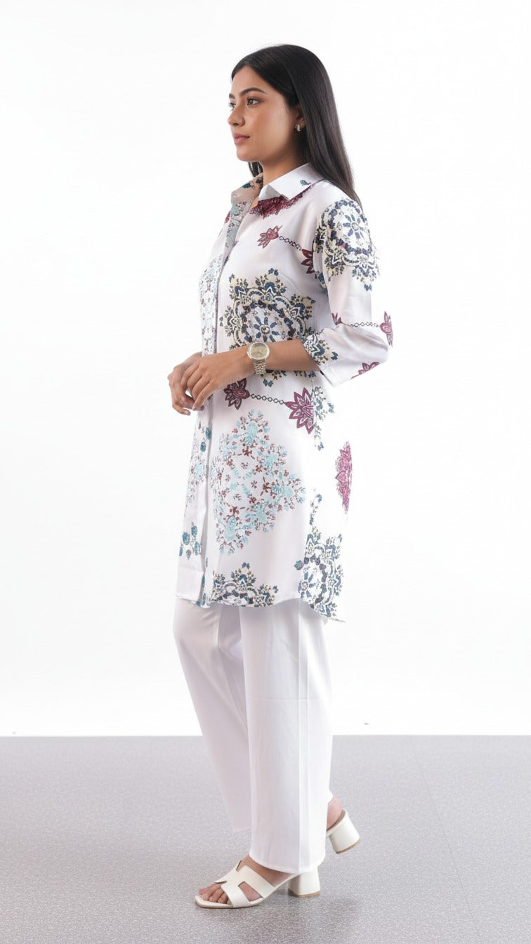 Premium Reyon Printed Long Kurti With Matching Palazzo