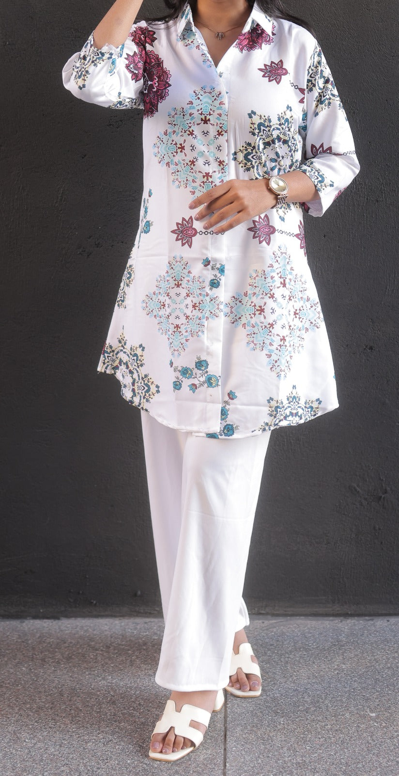 Premium Reyon Printed Long Kurti With Matching Palazzo