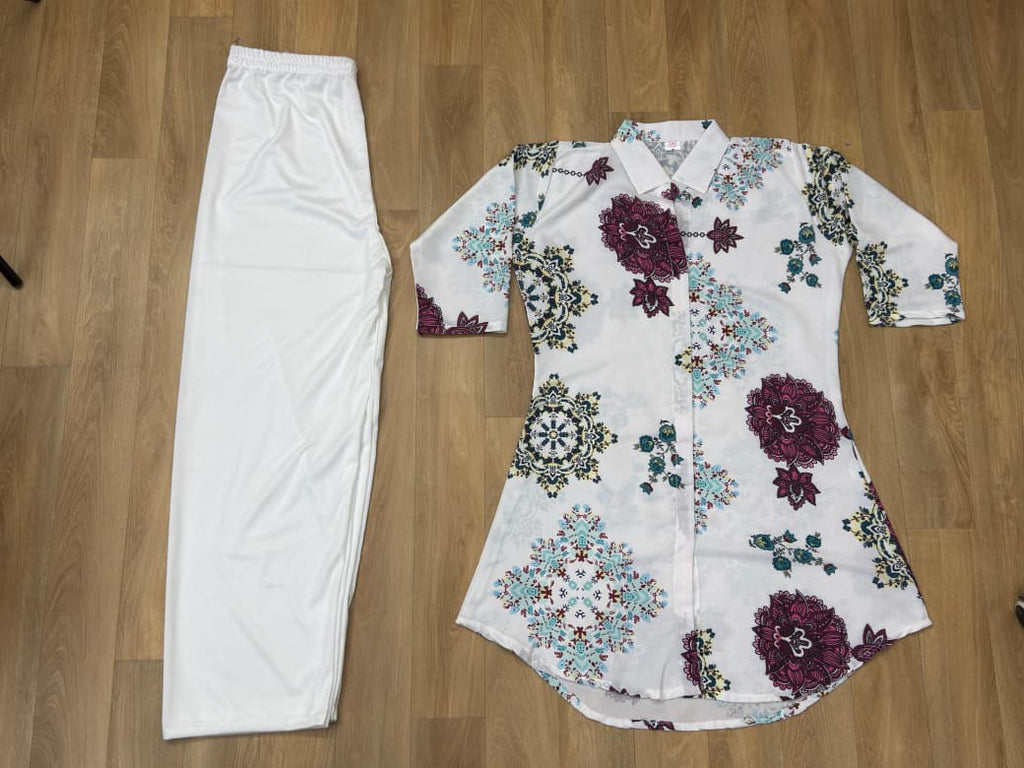 Premium Reyon Printed Long Kurti With Matching Palazzo