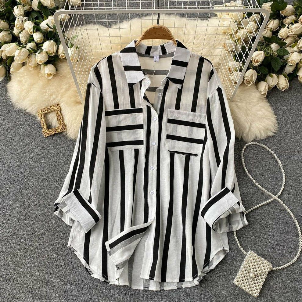 Premium Black Striped Casual Shirt for Women