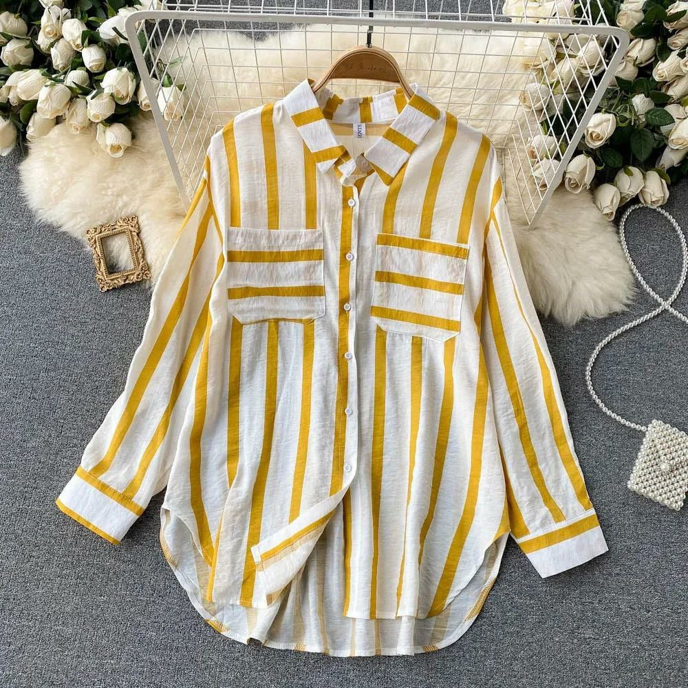 Premium Yellow Striped Casual Shirt for Women