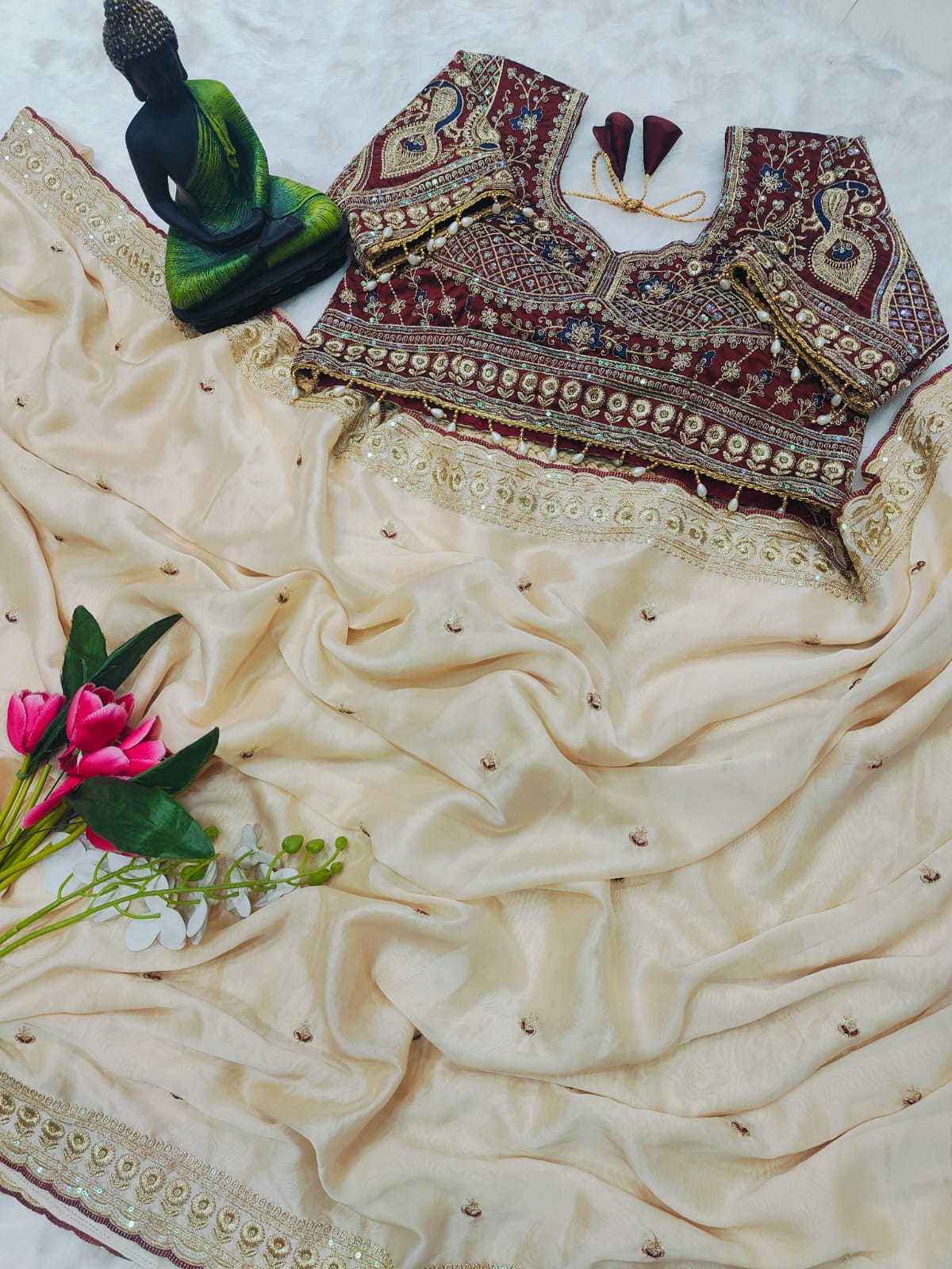 BEAUTIFUL PARTY WEAR SOFT RANGOLI SILK WITH EMBROIDERY AND SEQUENCE WORK