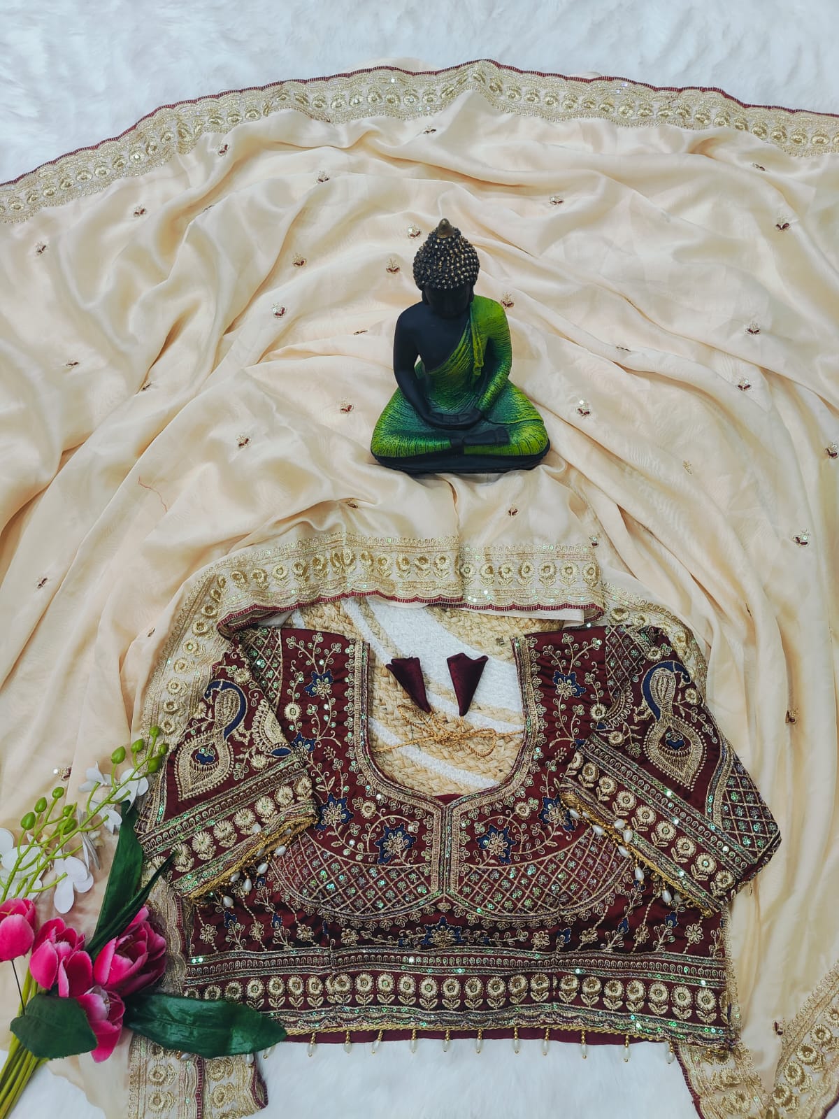 BEAUTIFUL PARTY WEAR SOFT RANGOLI SILK WITH EMBROIDERY AND SEQUENCE WORK