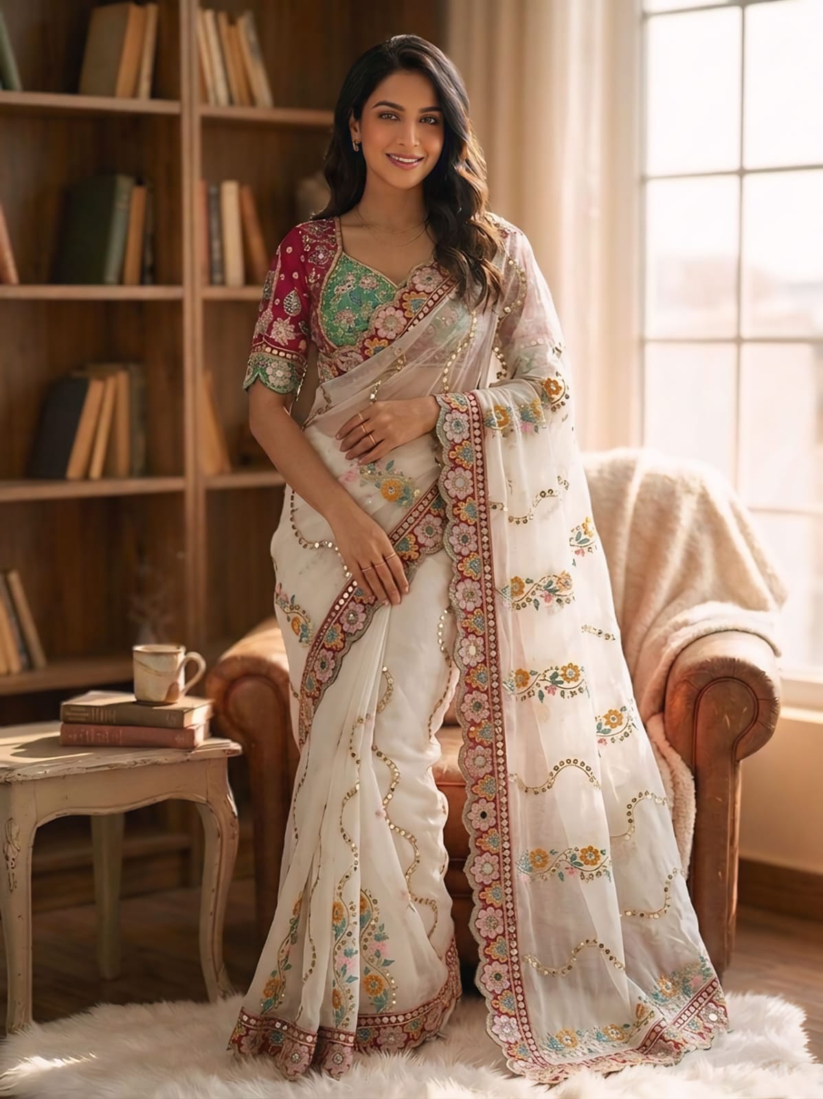 TRENDDING RANGOLI SILK SEQUENCE EMBROIDERY WORKED SAREE