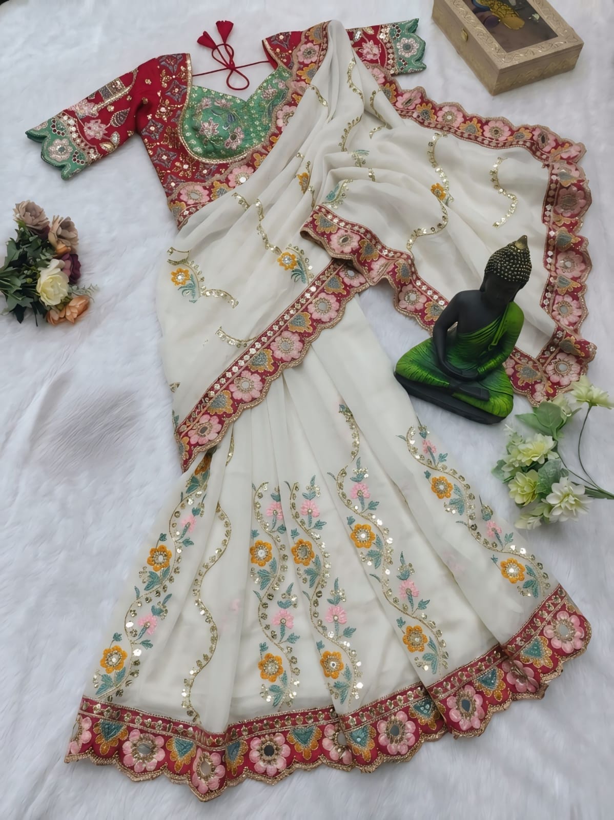 TRENDDING RANGOLI SILK SEQUENCE EMBROIDERY WORKED SAREE