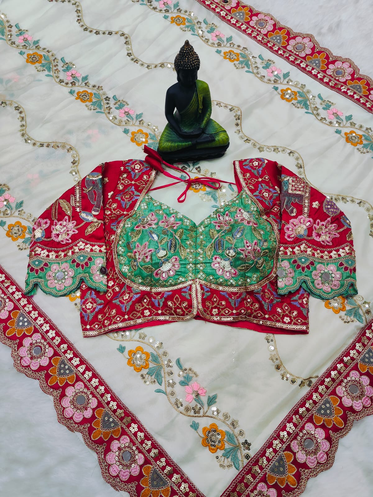 TRENDDING RANGOLI SILK SEQUENCE EMBROIDERY WORKED SAREE