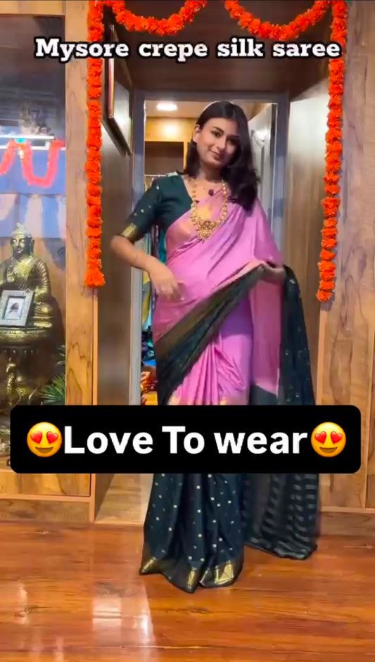 READY-TO-WEAR MYSORE SILK SAREE GOWN-EFFORTLESS PARTY WEAR FOR WOMEN