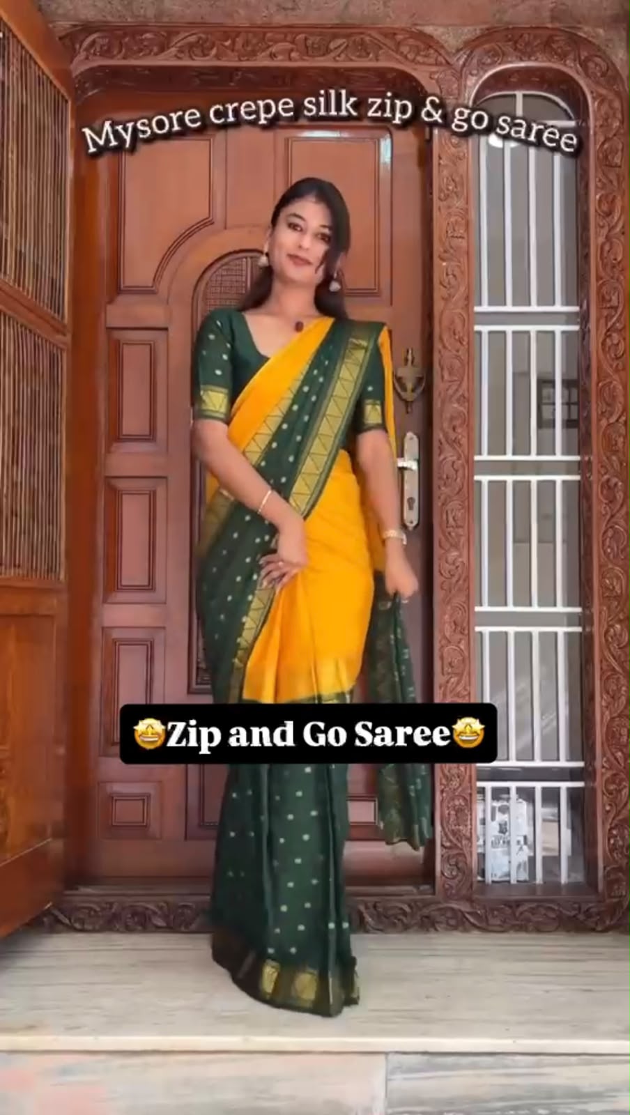 READY-TO-WEAR MYSORE SILK SAREE GOWN-EFFORTLESS PARTY WEAR FOR WOMEN