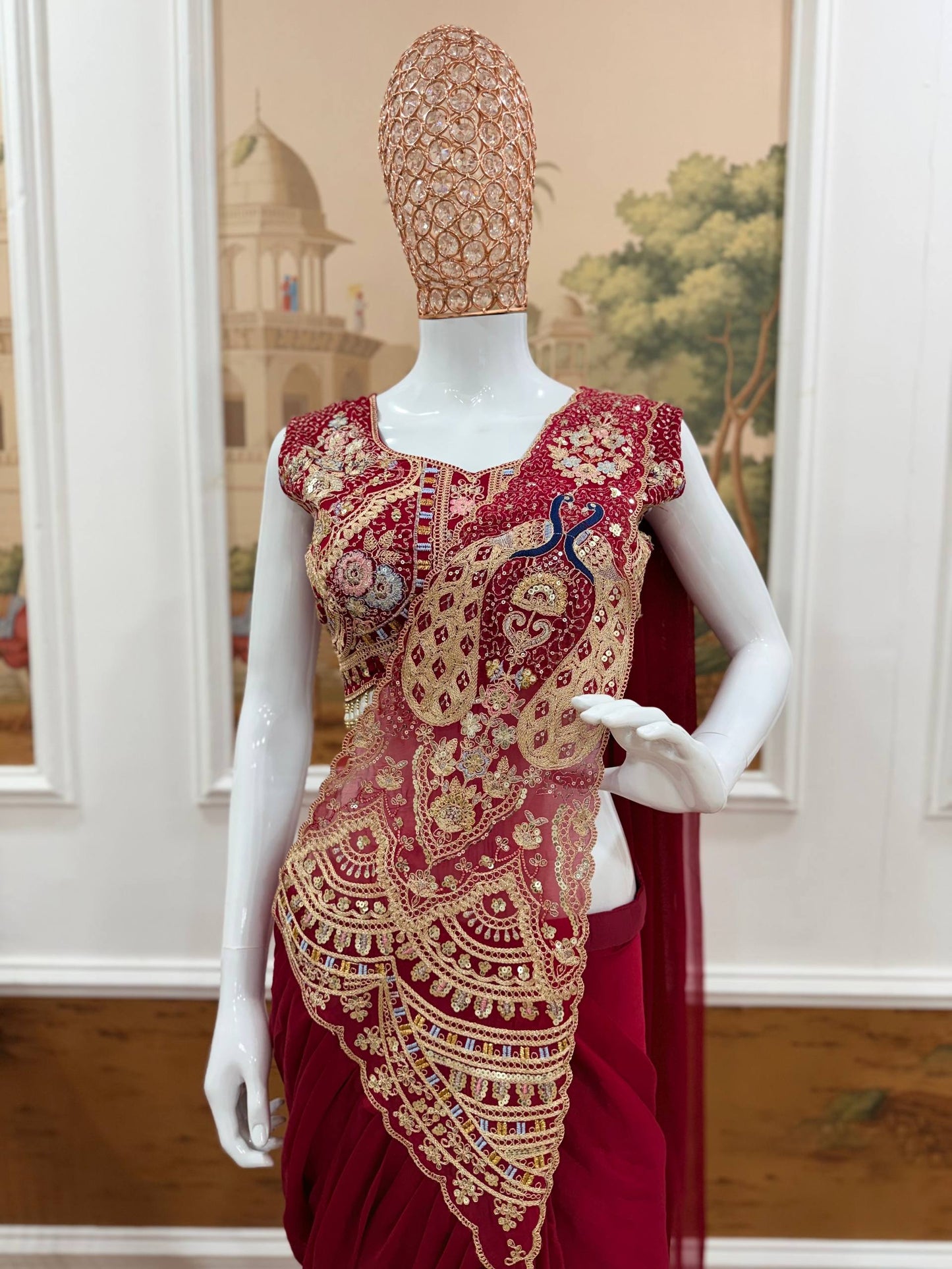 TRENDING READY TO WEAR SAREE WITH FULLY EMBROIDERED STYLIST BLOUSE
