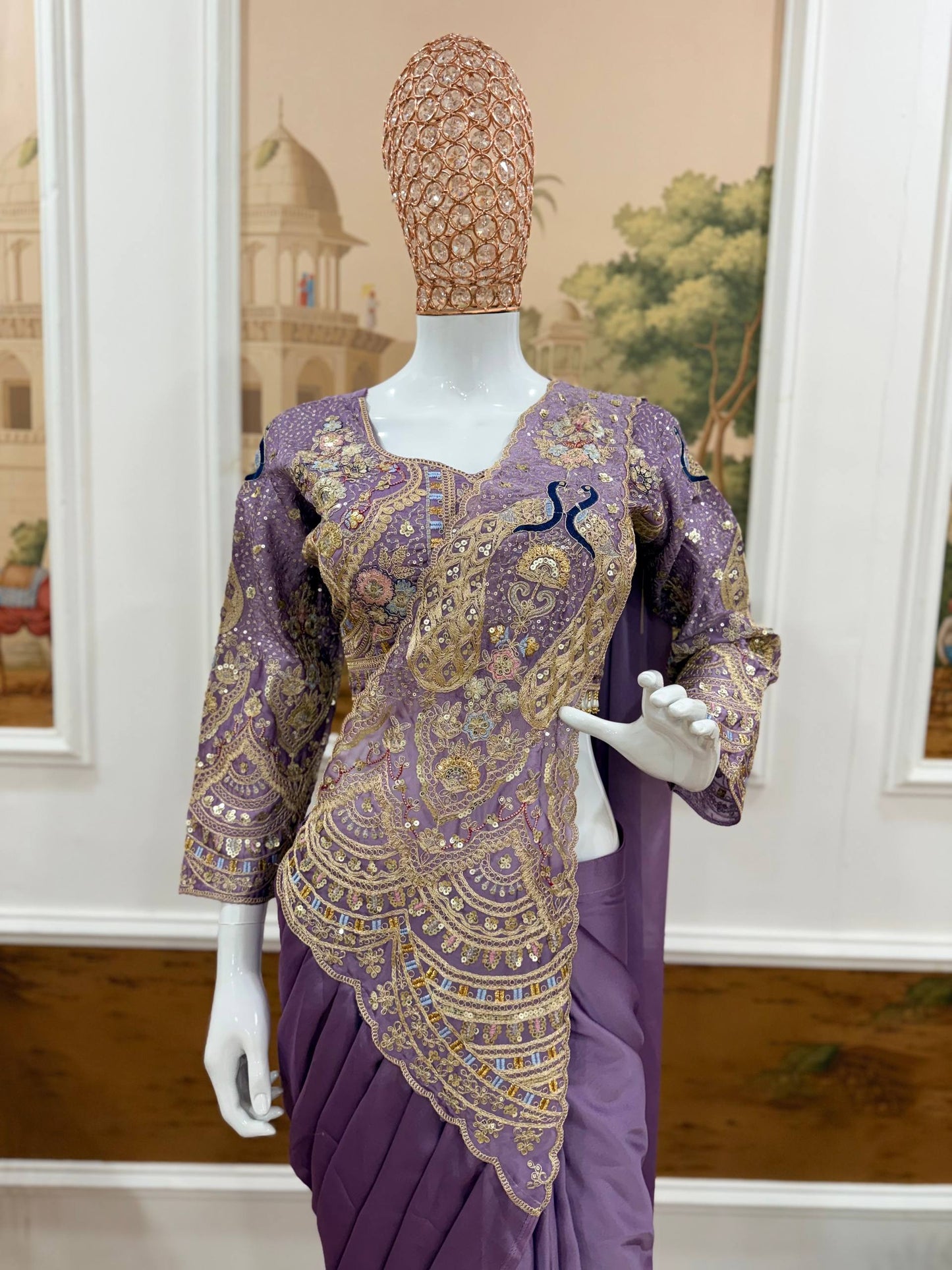 TRENDING READY TO WEAR SAREE WITH FULLY EMBROIDERED STYLIST BLOUSE