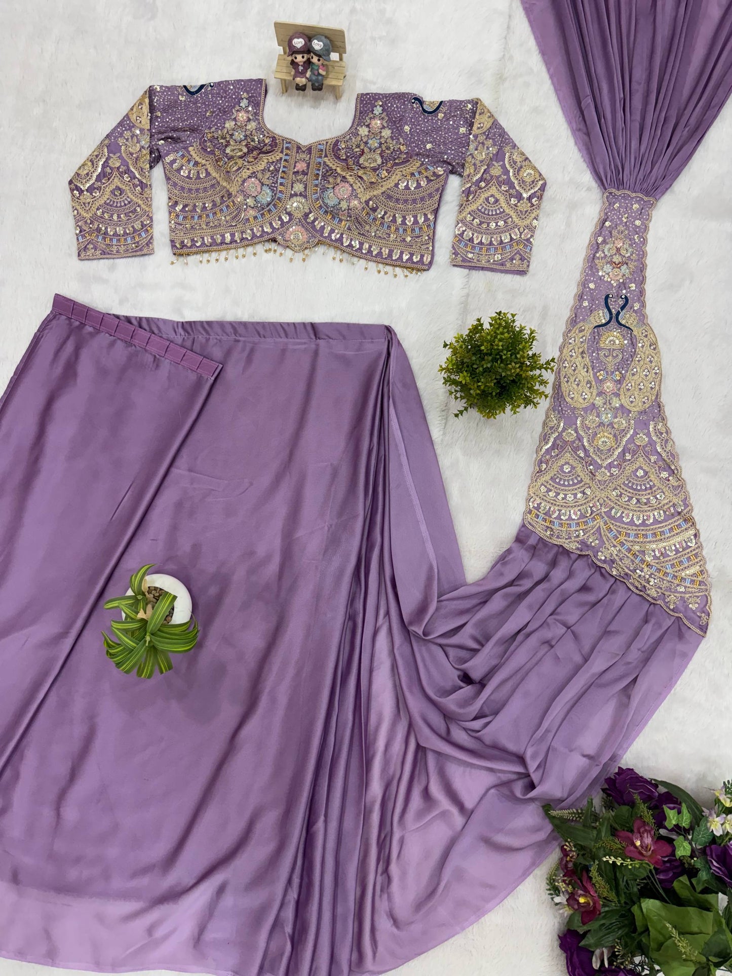 TRENDING READY TO WEAR SAREE WITH FULLY EMBROIDERED STYLIST BLOUSE